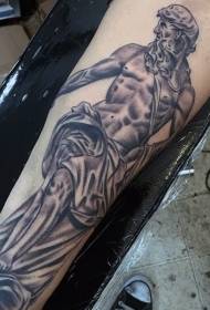 Arm black and white male statue tattoo pattern