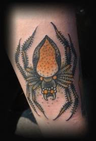 Yellow spider tattoo pattern on the arm
