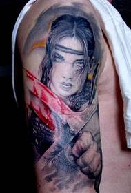 Arm color woman warrior tattoo picture