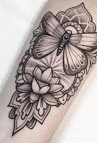 Small arm point thorn butterfly lotus tattoo pattern