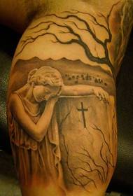 Arm religious girl tattoo pattern