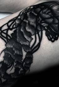Arm black jellyfish tattoo pattern