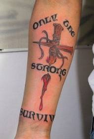 Αιμορραγία μοτίβο τατουάζ σταυρό