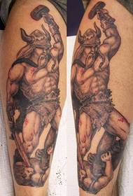 Arm powerful Viking warrior hammer tattoo pattern