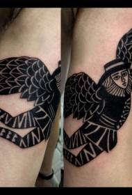 Lille arm sjov sort og hvid fantasy flyvende mand tatoveringsmønster