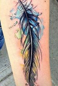 Beautiful feather tattoo on the arm