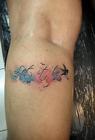 Small arm letter splash ink bird tattoo pattern