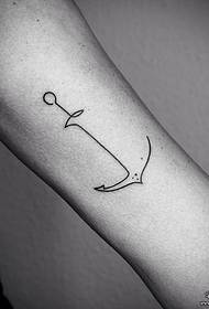 Ang pattern ng arm minimalist na itim na linya ng anchor