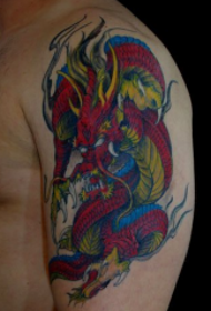 Arm personality red dragon tattoo pattern