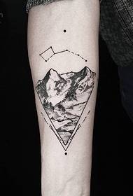 Arm black gray mountain point thorn geometric line tattoo pattern