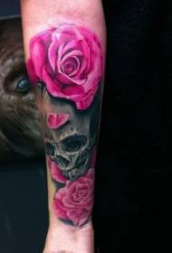 Arms glansryke skedel Koningin Rose tattoo patroon