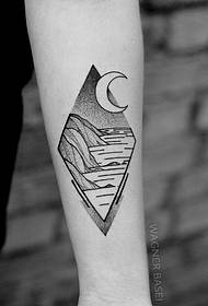 Brako geometrio punkto dorno luno pejzaĝo linio tatuaje ŝablono