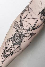 Small arm geometry elk line sting tattoo pattern