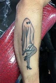 Imatge de tatuatge de fantasma de bellesa grisa fosc al braç a mà