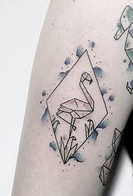 Small arm geometric flamingo painted tattoo pattern