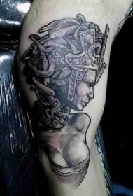 Impressive black and white sexy Medusa tattoo pattern with arms