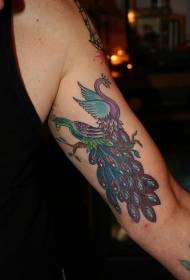 Arm side ribs old school two purple peacock tattoo patterns