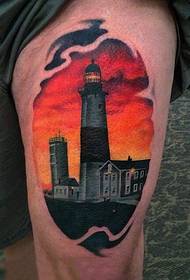 Ruka u boji veliki svjetionik tetovaža uzorak