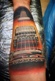 Gorgeous realistic color guitar arm tattoo pattern