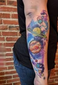 Abilità di pittura del braccio gradiente elementi geometrici immagini del tatuaggio piccolo pianeta