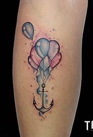 小臂漂亮的热气球船锚纹身图案