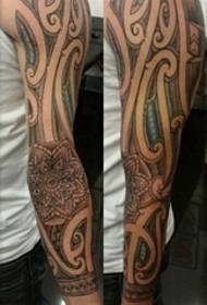 Men's Tattoo Totem Black Arm Line Tattoo Geometric Element Tattoo Pattern