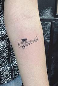 Small arm small fresh simple line airplane tattoo pattern