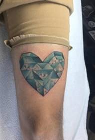 Arm colorful geometric elements tattoo heart shaped tattoo couple favorite tattoo pictures