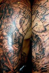 Arm warrior battle tattoo pattern