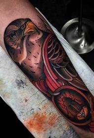 Old school painted eagle and insect arm tattoo pattern