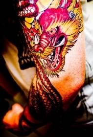 Wonderful red dragon arm tattoo pattern