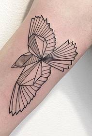 Motif de tatouage pigeon de combinaison de gros bras de ligne géométrique