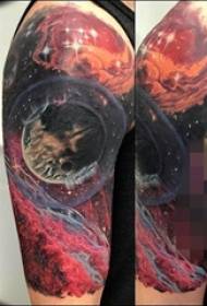 Roku gleznošanas prasmes ar pusi piedurknēm Harajuku zvaigžņotās mazās planētas tetovējuma bildes