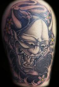 Arm flower and demon tattoo pattern