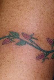 Armfarvede blomster vinstokke armbånd tatoveringsmønster