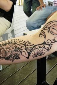 Polynesian totem flower arm tattoo pattern