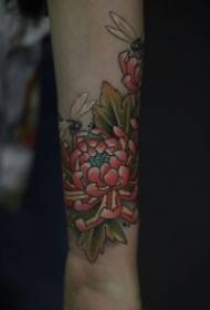 Personality arm painted chrysanthemum skull tattoo pattern