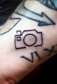 Kleine zwarte lijn camera arm tattoo patroon