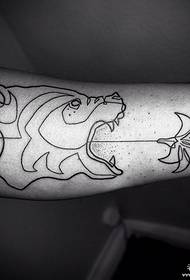 Big arm bear lily flower minimalist tattoo pattern