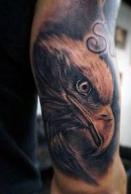 Arm black eagle head tattoo pattern