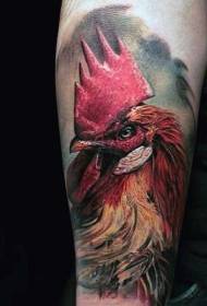 Very realistic multicolored cock head arm tattoo pattern