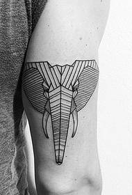Big arm geometric line elephant head tattoo pattern