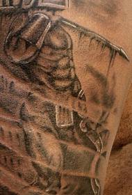 Arm black and white warrior tattoo pattern