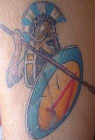 Ročno barvni vzorec tetovaže bojevnika