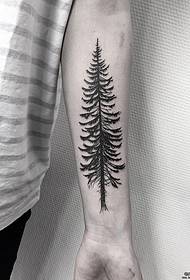 Pola lengan tato pohon abu-abu hitam