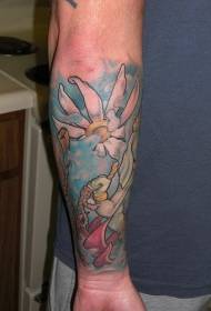 Uzorak tetovaže konopa od bijelog cvijeta od male ruke