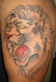Big arm roaring lion head tattoo pattern