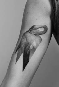 Arm nice geometric swan prick tattoo pattern