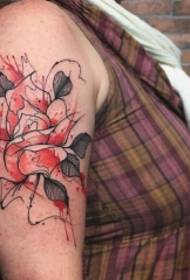 Pola tattoo kembang ros warna