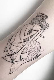 Big arm mermaid point tattoo geometric tattoo pattern